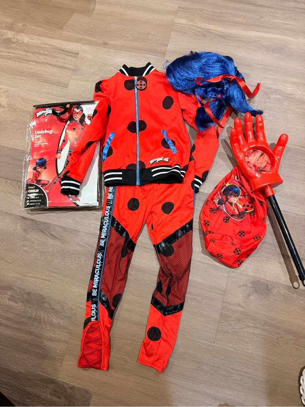 Miraculous Ladybug Superhero Costume Set in Red & Black